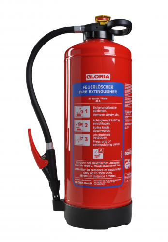 Gloria WH9 Pro 9l Wasser Feuerlöscher inkl. Halterung und Plakette